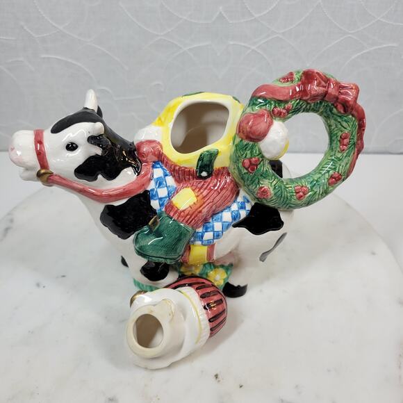 VINTAGE Lotus Cowboy Santa Creamer 7" Hand Painted Holiday Christmas Gift - Picture 14 of 16